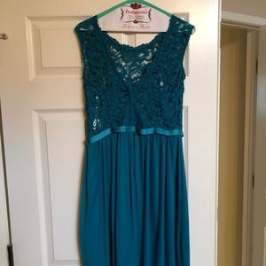 David’s Bridal Short Lace & Mesh bridesmaids dress